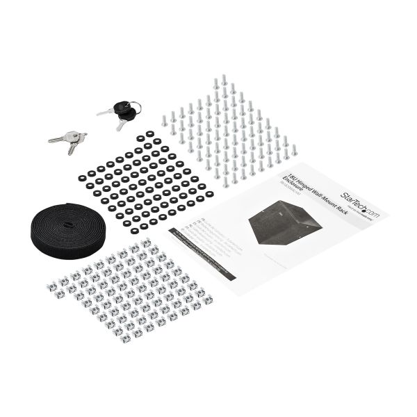 StarTech.com 4 Post 18U Wandmonteerbare Netwerkkast met 1U Schap, 19" Scharnierende Patchkast voor Data/AV/Electronica/Computer Apparatuur, Veelzijdig Geventileerd Server Rack, Vergrendelbaar (RK1820WALHM)