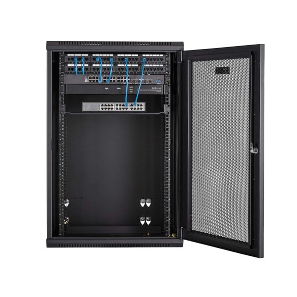 StarTech.com 4 Post 18U Wandmonteerbare Netwerkkast met 1U Schap, 19" Scharnierende Patchkast voor Data/AV/Electronica/Computer Apparatuur, Veelzijdig Geventileerd Server Rack, Vergrendelbaar (RK1820WALHM) StarTech.com 4 Post 18U Wandmonteerbare Netwerkkast met 1U Schap, 19" Scharnierende Patchkast voor Data/AV/Electronica/Computer Apparatuur, Veelzijdig Geventileerd Server Rack, Vergrendelbaar (RK1820WALHM)