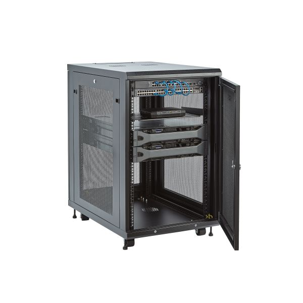 StarTech.com 18U Enterprise-Grade Server Rack Cabinet Kit, 19in Vergrendelbare 4-Post Patchkast met Schap en Kabelbeheer, 75cm Montagediepte, 450kg Draagkracht