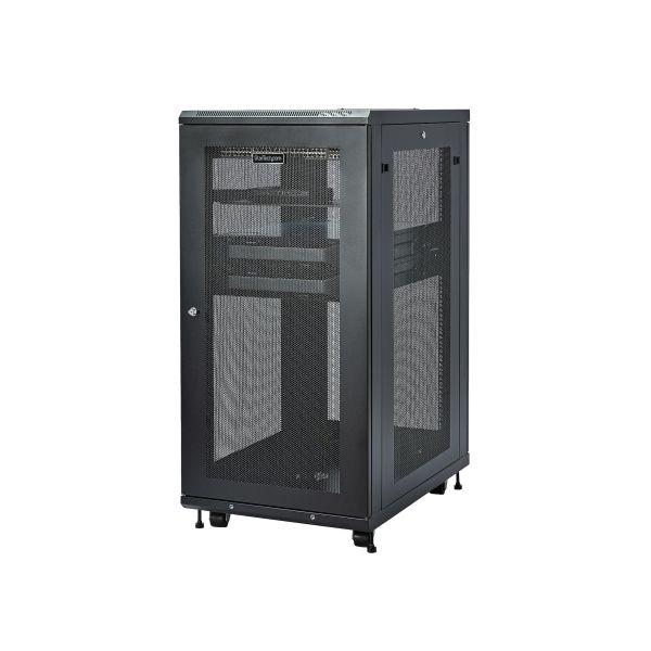 StarTech.com 24U Enterprise-Grade Server Rack Cabinet Kit, 19in Vergrendelbare 4-Post Patchkast met Schap en Kabelbeheer, 75cm Montagediepte, 450kg Draagkracht