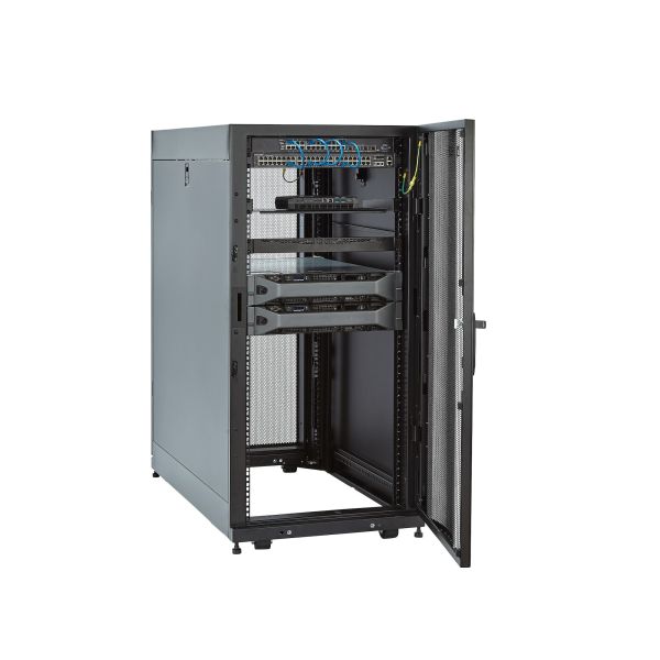 StarTech.com 4 Post 25U Netwerkkast, Vergrendelbare 19" Patchkast voor Computer / AV / IT / Data Apparatuur, Server Rack voor Bureau/Thuis met Wielen & Verstelbare Montagerails (RK2537BKM)