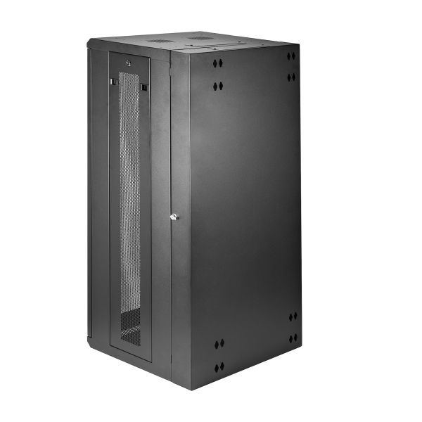 StarTech.com 4 Post 26U Wandmonteerbare Netwerkkast met 1U Schap, 19" Scharnierende Patchkast voor Data/AV/Electronica/Computer Apparatuur, Veelzijdig Geventileerd Server Rack, Vergrendelbaar (RK2620WALHM)