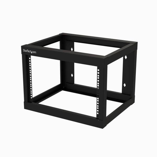 StarTech.com 2 Post 6U Heavy-Duty Wandmonteerbare Server Rack, 19" Open Frame Netwerk Rack, 45cm Diep, Data Rack voor IT/AV/Patchpaneel/Computer Apparatuur, Incl Kooimoeren en Schroeven (RK619WALLO)