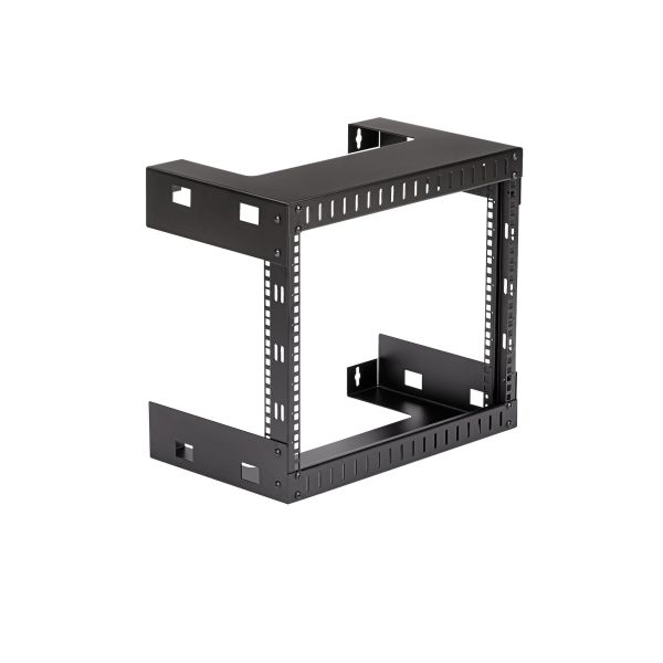 StarTech.com 2 Post 8U Heavy-Duty Wandmonteerbare Server Rack, 19" Open Frame Netwerk Rack, 30cm Diep, Data Rack voor IT/AV/Patchpaneel/Computer Apparatuur, Incl Kooimoeren en Schroeven (RK812WALLO)