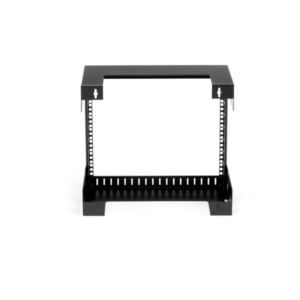 StarTech.com 2 Post 8U Heavy-Duty Wandmonteerbare Server Rack, 19" Open Frame Netwerk Rack, 30cm Diep, Data Rack voor IT/AV/Patchpaneel/Computer Apparatuur, Incl Kooimoeren en Schroeven (RK812WALLO)