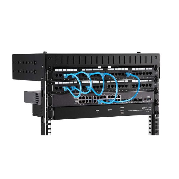 StarTech.com 2 Post 8U Heavy-Duty Wandmonteerbare Server Rack, 19" Open Frame Netwerk Rack met Verstelbare Diepte, Data Rack voor IT/AV/Patchpaneel/Computer Apparatuur, Incl Kooimoeren en Schroeven (RK812WALLOA)