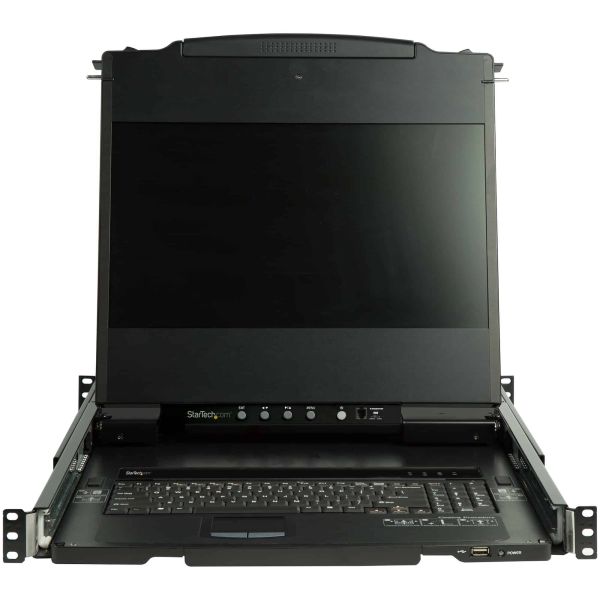 StarTech.com Dual Rail KVM Rack Console, HD 1080p, Single Port DVI/VGA KVM met 17" LCD Scherm voor Server Rack, Universele 1U LCD KVM Console met Kabels, USB Support, 50000 MTBF, QWERTY Keyboard (RKCOND17HD)