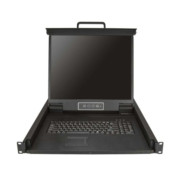 StarTech.com Single Port KVM Rack Console, KVM Switch met 19" LCD Scherm voor Server Rack, Universele 1U LCD KVM Lade met Kabels en Toebehoren, USB Ondersteuning, 50000 MTBF, QWERTY Keyboard (RKCONS1901)