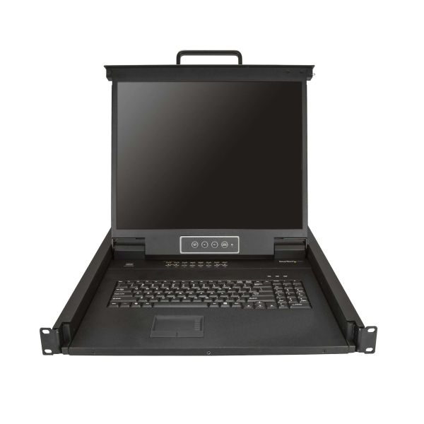 StarTech.com 16 port KVM Rack Console met 1,8m Lange Kabels, Geïntegreerde KVM Switch met 19" LCD Scherm, Universele 1U LCD KVM Console, OSD KVM, Duurzaam 50000 MTBF, USB + VGA Support, QWERTY Keyboard (RKCONS1916K)