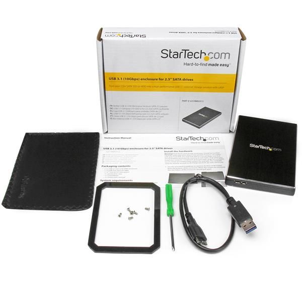 StarTech.com USB 3.1 Gen 2 (10 Gbps) behuizing voor 2,5 inch SATA-schijven (S251BMU313)  StarTech.com USB 3.1 Gen 2 (10 Gbps) behuizing voor 2,5 inch SATA-schijven (S251BMU313)