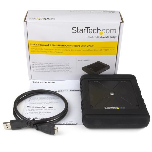 StarTech.com Robuuste harde-schijfbehuizing USB 3.0 naar 2,5 inch SATA 6 Gbps HDD of SDD UAS (S251BRU33)