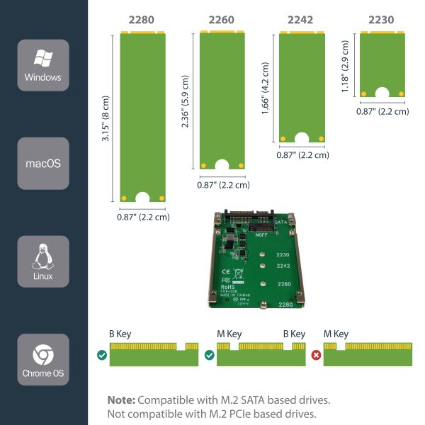 StarTech.com M.2 SSD naar 2,5 inch SATA-adapter / converter (SAT32M225)