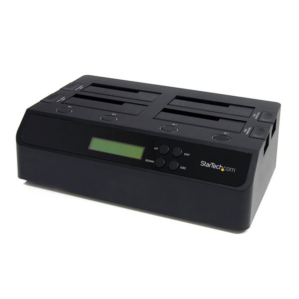 StarTech.com 4-Bay Hard Drive Cloner en Wisser, Standalone 1:3 HDD/SSD Kloner/Copier/Earser, USB 3.0/eSATA naar SATA Docking Station, Hard Disk Duplicator en Secure Erase Dock, Toolless/Top-Loading Ontwerp (SATDOCK4U3RE) StarTech.com 4-Bay Hard Drive Cloner en Wisser, Standalone 1:3 HDD/SSD Kloner/Copier/Earser, USB 3.0/eSATA naar SATA Docking Station, Hard Disk Duplicator en Secure Erase Dock, Toolless/Top-Loading Ontwerp (SATDOCK4U3RE)