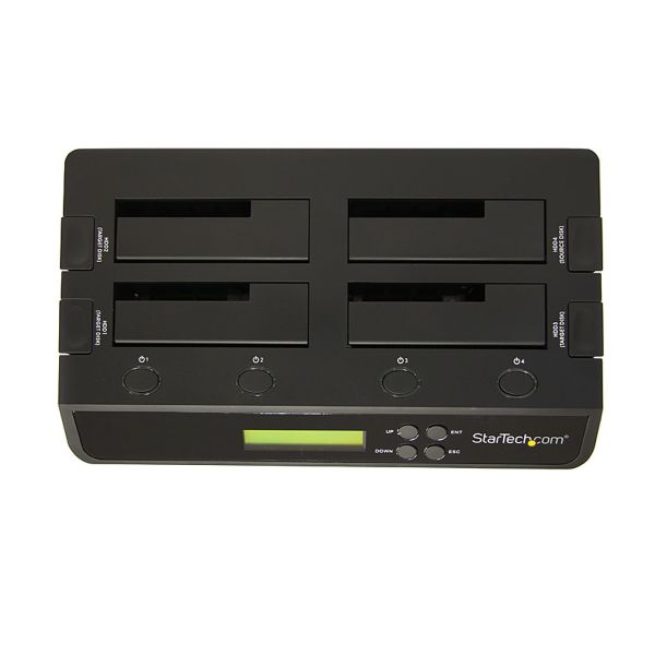 StarTech.com 4-Bay Hard Drive Cloner en Wisser, Standalone 1:3 HDD/SSD Kloner/Copier/Earser, USB 3.0/eSATA naar SATA Docking Station, Hard Disk Duplicator en Secure Erase Dock, Toolless/Top-Loading Ontwerp (SATDOCK4U3RE)