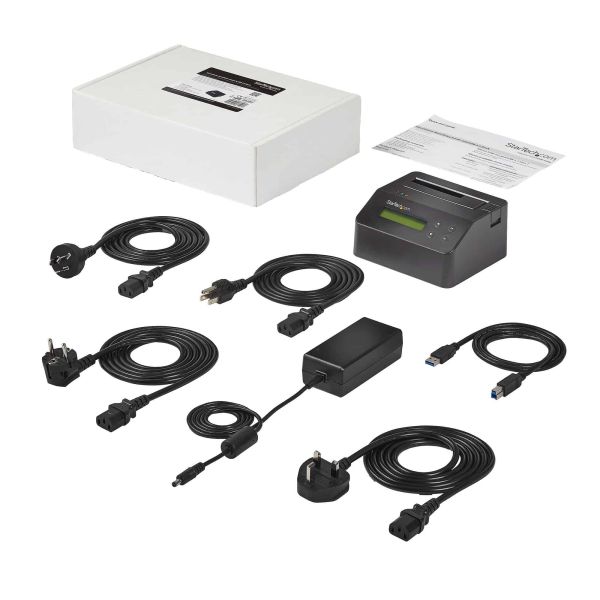 StarTech.com Single Bay Hard Drive Wisser, Standalone HDD/SSD Sanitizer/Eraser, 4Kn, USB 3.0 naar SATA III (6 Gbps), 9 Wismodi, LCD Display, Hard Disk Secure Erase Dock, DB-9 Printer Poort, TAA Compliant (SDOCK1EU3P2)