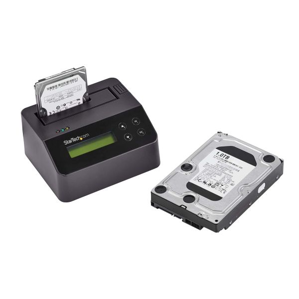 StarTech.com Single Bay Hard Drive Wisser, Standalone HDD/SSD Sanitizer/Eraser, 4Kn, USB 3.0 naar SATA III (6 Gbps), 9 Wismodi, LCD Display, Hard Disk Secure Erase Dock, DB-9 Printer Poort, TAA Compliant (SDOCK1EU3P2)