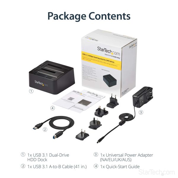StarTech.com USB 3.1 (10bps) dubbel harddisk docking station voor 2,5 en/of 3,5" SATA SSD/HDD (SDOCK2U313)