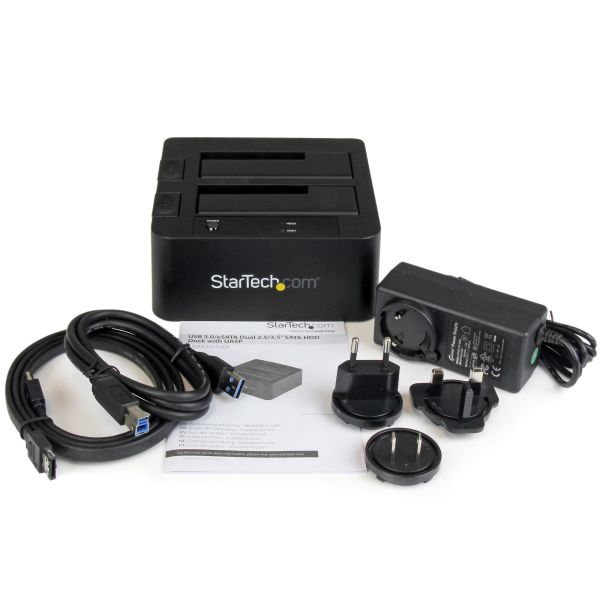 StarTech.com USB 3.0 / eSATA dubbel harde-schijf docking station met UASP voor 2,5/3,5 inch SATA SSD / HDD SATA 6 Gbps (SDOCK2U33EB)