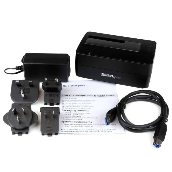 StarTech.com Single Bay USB 3.1 naar SATA HDD Docking Station, USB 3.1 (10 Gbps) Hard Drive Dock, Externe 2.5/3.5" SATA III HDD/SSD Dock Station, Hot-Swap Hard Drive Bay, Top-Loading (SDOCKU313)
