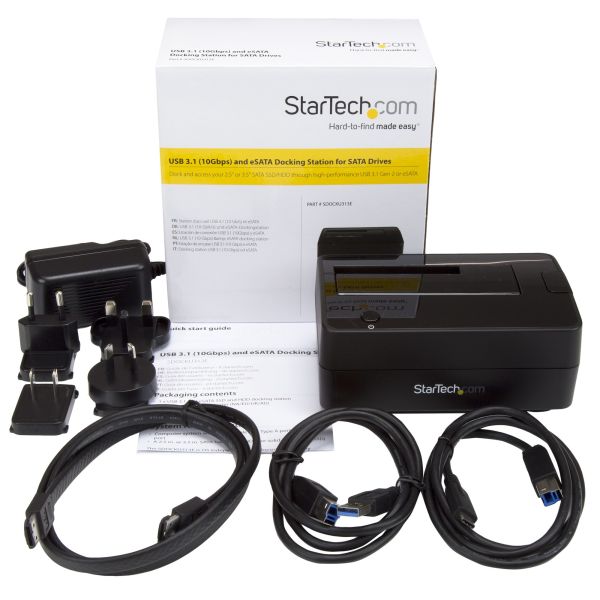 StarTech.com Single Bay USB 3.1 / eSATA naar SATA HDD Docking Station, USB 3.1 (10 Gbps) Hard Drive Dock, Externe 2.5/3.5" SATA III HDD/SSD Docking Station, Top-Loading Hard Drive Bay (SDOCKU313E)  StarTech.com Single Bay USB 3.1 / eSATA naar SATA HDD Docking Station, USB 3.1 (10 Gbps) Hard Drive Dock, Externe 2.5/3.5" SATA III HDD/SSD Docking Station, Top-Loading Hard Drive Bay (SDOCKU313E)
