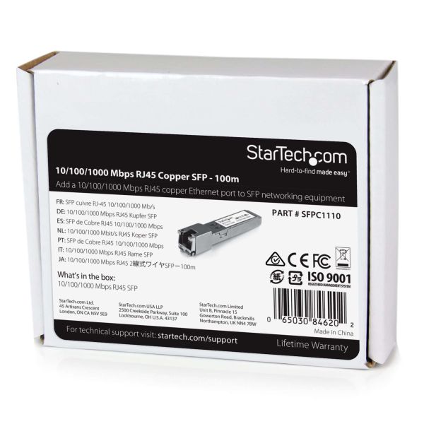 StarTech.com Cisco Compatibele Gigabit RJ45 SFP Transceiver Module Koper - Mini-GBIC met Digital Diagnostics Monitoring (SFPC1110)