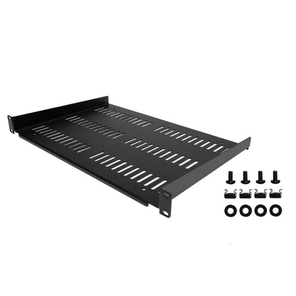 StarTech.com 1U Rack Shelf - Universele Geventileerde 19 inch Server Rack Plank/Lade voor AV/Data/Netwerk Apparatuur – Cantilever/Uitkragende Ligger – Duurzaam Ontwerp – Max. 25kg - Diepte 30 cm (12”) (SHELF-1U-12-FIXED-V)