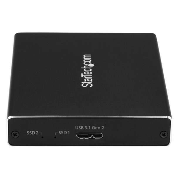 StarTech.com Dubbele sleuf schijfbehuizing voor M.2 NGFF SATA SSDs USB 3.1 (10Gbps) RAID (SM22BU31C3R)  StarTech.com Dubbele sleuf schijfbehuizing voor M.2 NGFF SATA SSDs USB 3.1 (10Gbps) RAID (SM22BU31C3R)