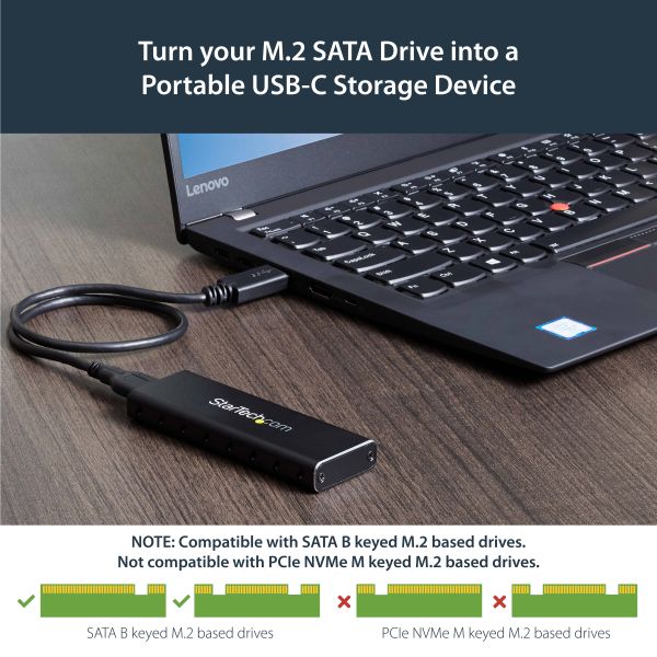 StarTech.com M.2 SSD Behuizing voor M.2 SATA SSDs - USB 3.0 (5Gbps) met UASP - Externe M.2 SSD Behuizing - Aluminum (SM2NGFFMBU33)