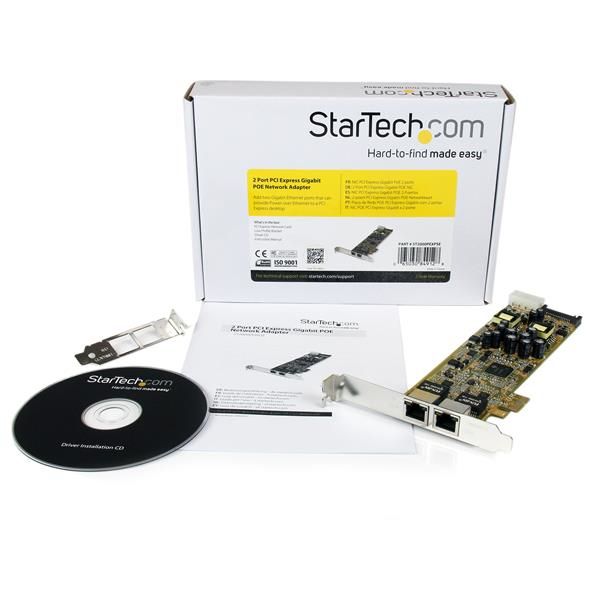 StarTech.com Dual Port PCI Express Gigabit Ethernet PCIe-netwerkkaart adapter PoE/PSE (ST2000PEXPSE)