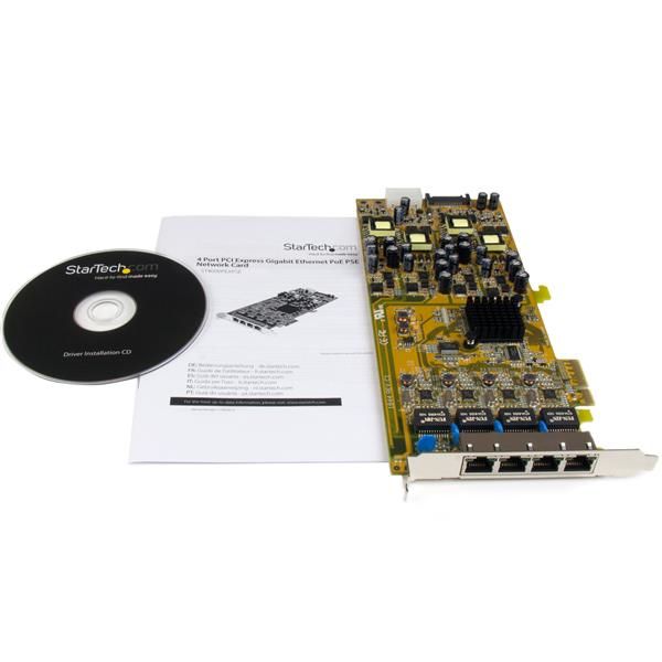 StarTech.com 4-poorts gigabit Power over Ethernet PCIe-netwerkkaart PSE / PoE PCI Express NIC (ST4000PEXPSE)
