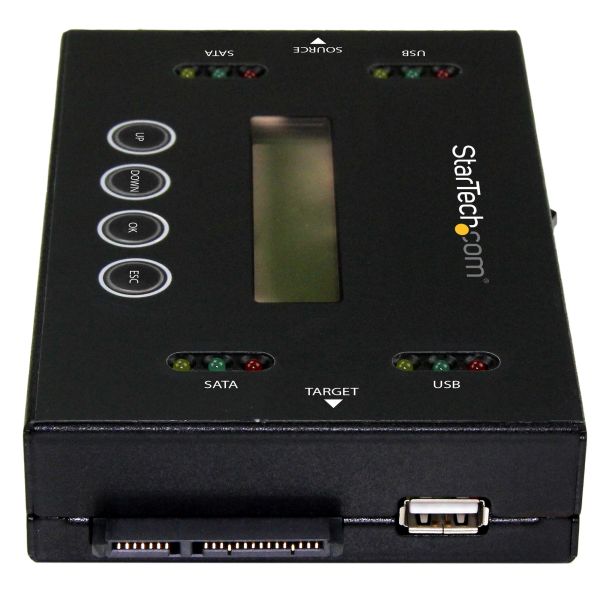 StarTech.com 1:1 Standalone Hard Drive Cloner & Wisser, USB Thumb Drive en SATA HDD/SSD Disk Kloner & Disk Eraser, LCD display, TAA Compliant, OS Onafhankelijk (SU2DUPERA11)