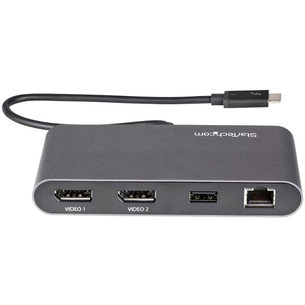StarTech.com Dual-Monitor Thunderbolt Mini Dock, 4K 60Hz DisplayPort, Driverloze Hub voor Windows & Mac, Gigabit Ethernet, 1x USB-A (USB 5Gbps), 28cm Kabel (TB3DKM2DPL) StarTech.com Dual-Monitor Thunderbolt Mini Dock, 4K 60Hz DisplayPort, Driverloze Hub voor Windows & Mac, Gigabit Ethernet, 1x USB-A (USB 5Gbps), 28cm Kabel (TB3DKM2DPL)