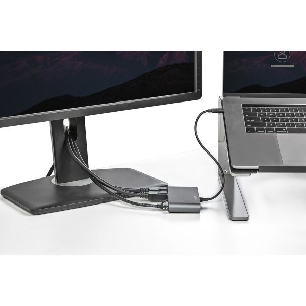 StarTech.com Dual-Monitor Thunderbolt Mini Dock, 4K 60Hz DisplayPort, Driverloze Hub voor Windows & Mac, Gigabit Ethernet, 1x USB-A (USB 5Gbps), 28cm Kabel (TB3DKM2DPL)