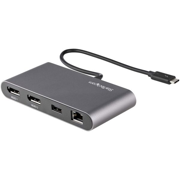 StarTech.com Dual-Monitor Thunderbolt Mini Dock, 4K 60Hz DisplayPort, Driverloze Hub voor Windows & Mac, Gigabit Ethernet, 1x USB-A (USB 5Gbps), 28cm Kabel (TB3DKM2DPL) StarTech.com Dual-Monitor Thunderbolt Mini Dock, 4K 60Hz DisplayPort, Driverloze Hub voor Windows & Mac, Gigabit Ethernet, 1x USB-A (USB 5Gbps), 28cm Kabel (TB3DKM2DPL)