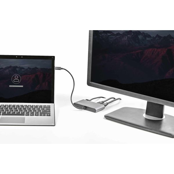 StarTech.com Thunderbolt 3 Mini Dock, Draagbare Dual Monitor Docking Station met HDMI 4K 60Hz, 2x USB-A Hub (USB 3.0/2.0), GbE, 28cm Kabel, TB3 Multiport Adapter, Mac/Windows (TB3DKM2HDL)