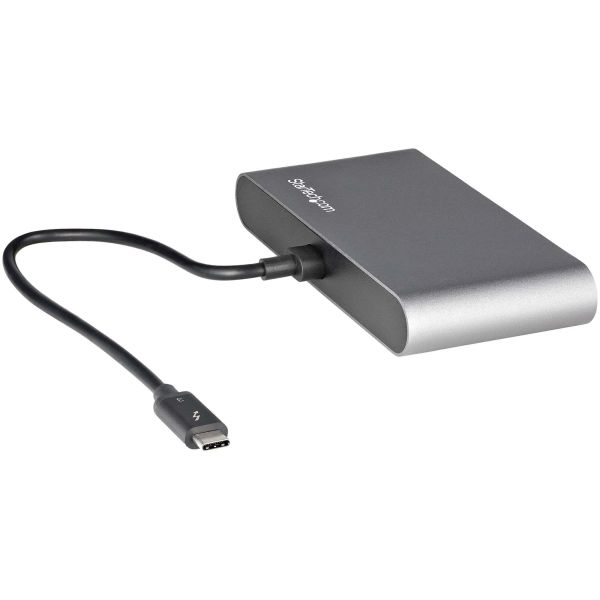 StarTech.com Dual-Monitor Thunderbolt Mini Dock, 4K 60Hz HDMI, Driverloze Hub voor Windows & Mac, Gigabit Ethernet, 1x USB-A (USB 5Gbps), 28cm Kabel (TB3DKM2HDL)
