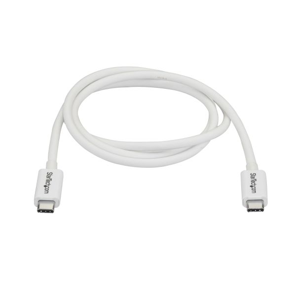 StarTech.com 1m Thunderbolt 3 Kabel, 20Gbps, 100W PD, 4K, Thunderbolt Gecertificeerd, Thunderbolt 4/USB 3.2/DisplayPort Compatibel, Wit (TBLT3MM1MW)