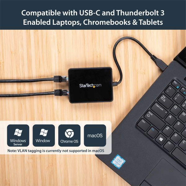StarTech.com USB-C naar dual Gigabit Ethernet adapter met USB (Type-A) poort (US1GC301AU2R)