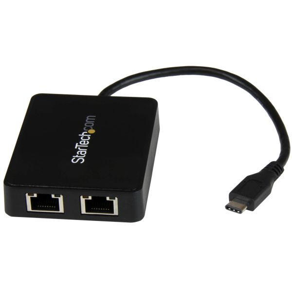 StarTech.com USB-C naar dual Gigabit Ethernet adapter met USB (Type-A) poort (US1GC301AU2R)
