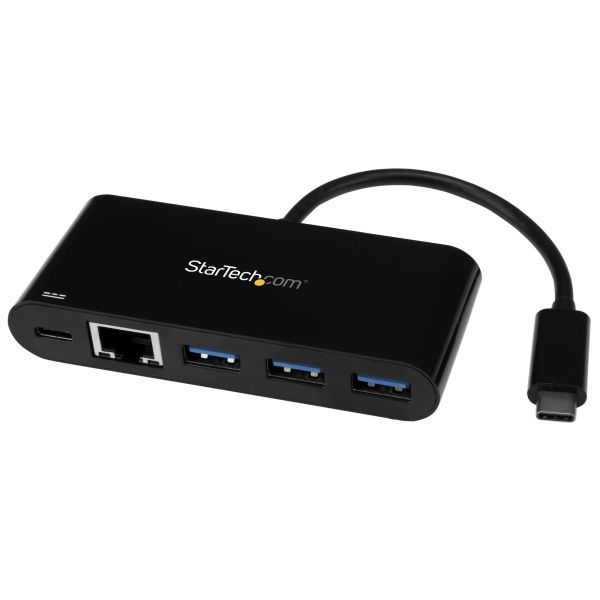 StarTech.com USB-C naar Ethernet adapter met 3 poorts USB 3.0 hub en Power Delivery (US1GC303APD)