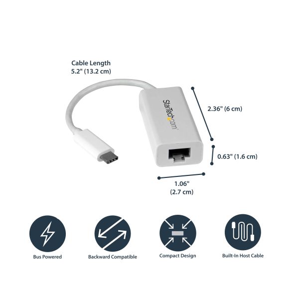 StarTech.com USB-C naar Gigabit Ethernet netwerkadapter - USB 3.0 - wit (US1GC30W)