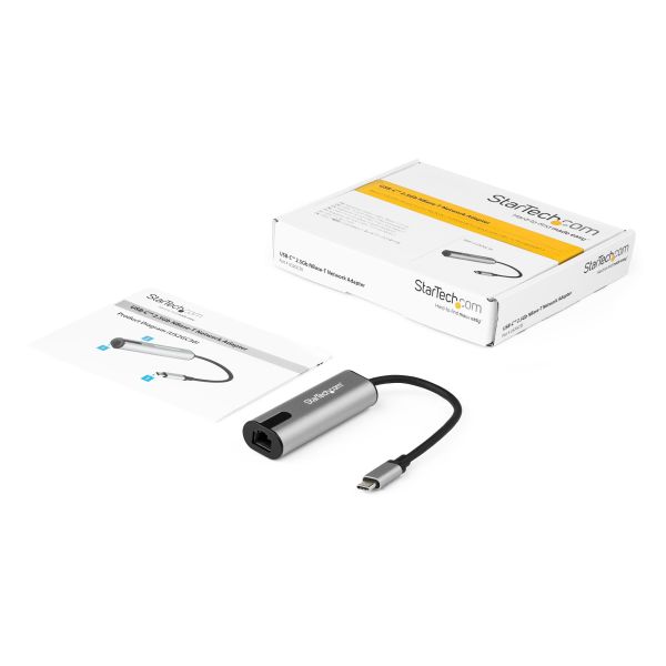 StarTech.com 2.5GbE USB C naar Ethernet Adapter NBASE-T NIC, USB 3.0 Type C 2.5/1 Gigabit/100 Mbps Multi Speed Netwerk, USB 3.1 Laptop naar RJ45/LAN, Thunderbolt 3 Compatibel, MacBook Pro Surface (US2GC30)
