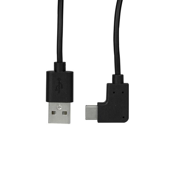 StarTech.com 1m USB-A naar USB-C Laadkabel, Haaks, Charge & Sync, 3A, USB 2.0 - Zwarte USB Oplaadkabel (USB2AC1MR)