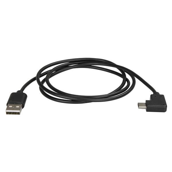 StarTech.com 1m USB-A naar USB-C Laadkabel, Haaks, Charge & Sync, 3A, USB 2.0 - Zwarte USB Oplaadkabel (USB2AC1MR)
