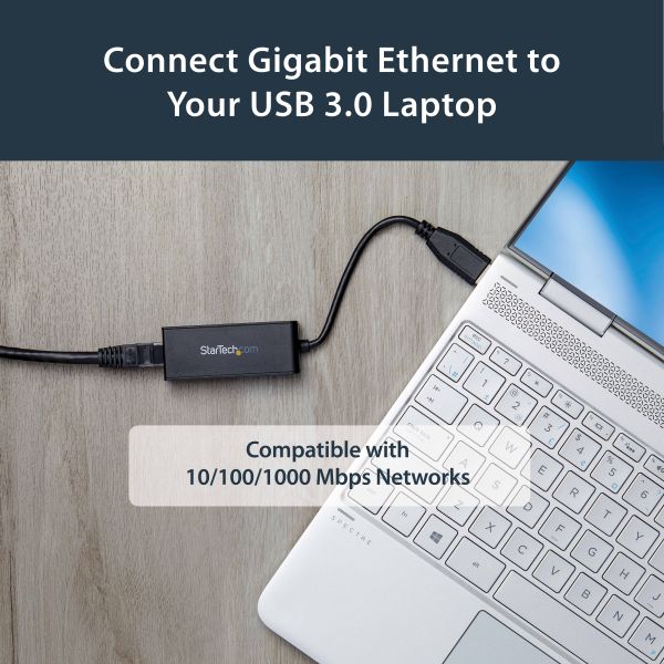 StarTech.com USB 3.0 naar Gigabit Ethernet Adapter voor Windows en Mac - 10/100/1000 NIC Netwerk Converter - USB naar RJ45 Gb Netwerk Adapter voor Laptop en Desktop Computers - USB Bus Powered (USB31000S)