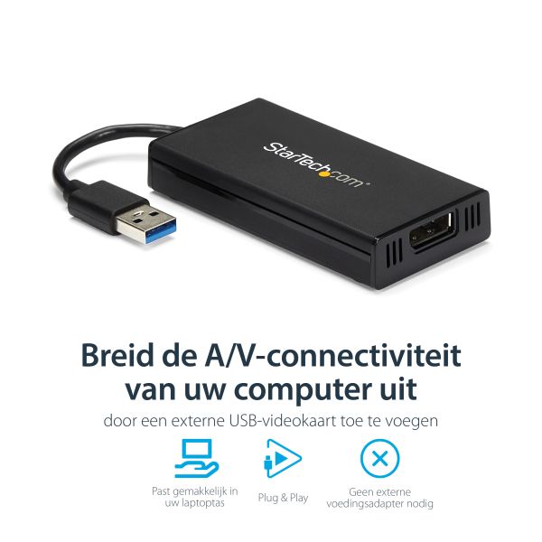 StarTech.com USB 3.0 naar 4K DisplayPort externe Multi-Monitor grafische videoadapter – DisplayLink gecertificeerd – Ultra HD 4K (USB32DP4K)
