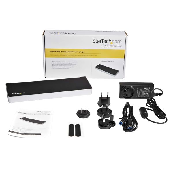StarTech.com Triple Monitor USB 3.0 Docking Station met 2x 4K DisplayPort & HDMI - 5 Port USB-A Hub (1x Fast-Charge), 3.5mm Audio, GbE - USB Type A Universeel Laptop Dock voor MacOS / Windows (USB3DOCKH2DP)