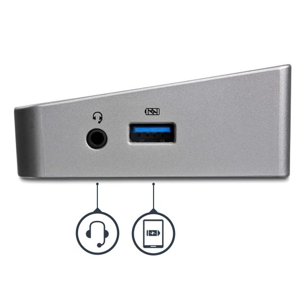 StarTech.com Triple Monitor USB 3.0 Docking Station met 2x 4K DisplayPort & HDMI - 5 Port USB-A Hub (1x Fast-Charge), 3.5mm Audio, GbE - USB Type A Universeel Laptop Dock voor MacOS / Windows (USB3DOCKH2DP)