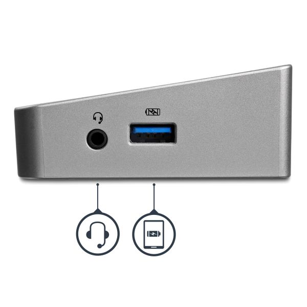 StarTech.com Triple Monitor USB 3.0 Docking Station met 2x 4K DisplayPort & HDMI - 5 Port USB-A Hub (1x Fast-Charge), 3.5mm Audio, GbE - USB Type A Universeel Laptop Dock voor MacOS / Windows (USB3DOCKH2DP)