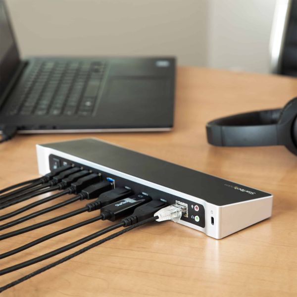 StarTech.com Triple Monitor USB 3.0 Docking Station met 2x 4K DisplayPort & HDMI - 5 Port USB-A Hub (1x Fast-Charge), 3.5mm Audio, GbE - USB Type A Universeel Laptop Dock voor MacOS / Windows (USB3DOCKH2DP)